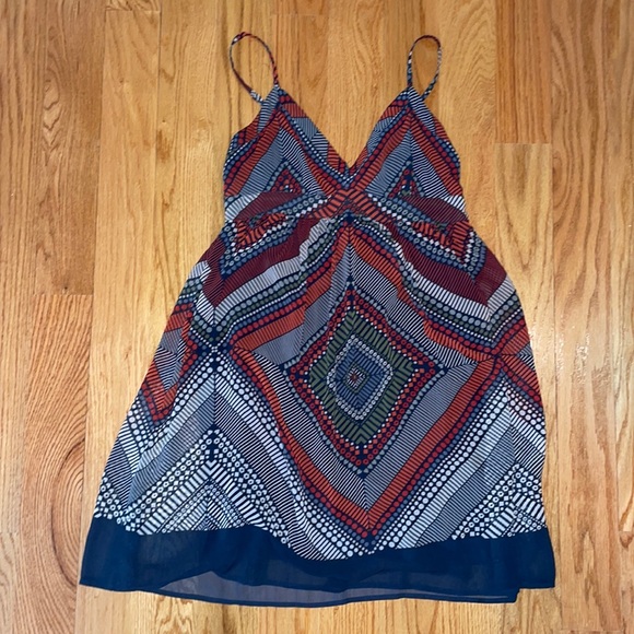 American Eagle Spaghetti Strap Knee Length Dress, Blue/Green/Red, Size 8 - Picture 1 of 2